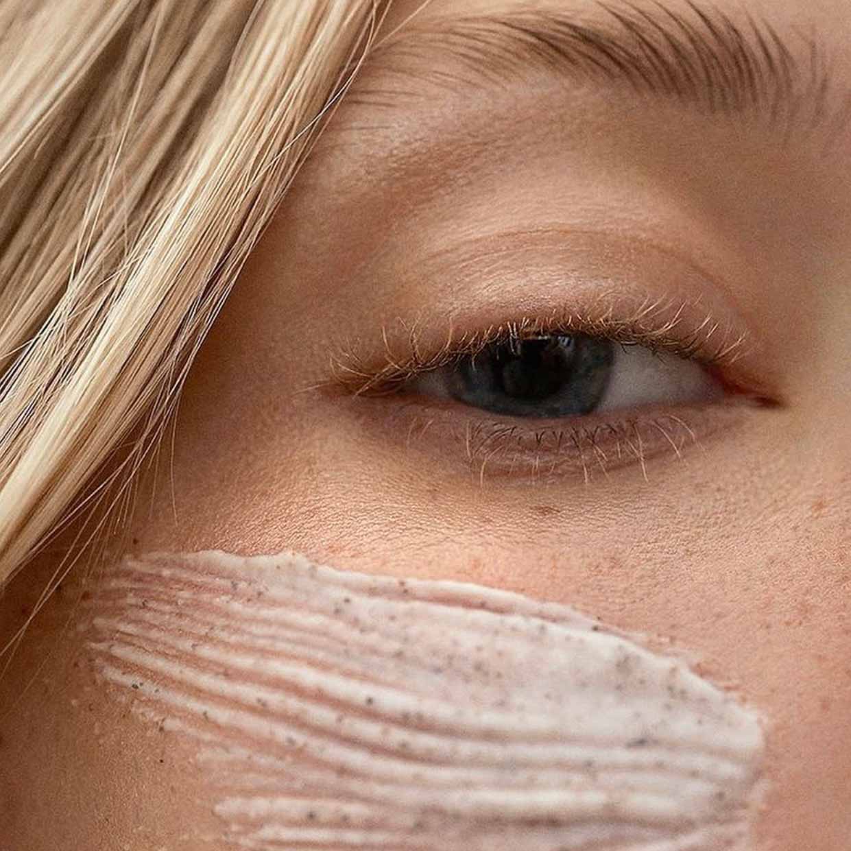 Exfolaint applied to skin